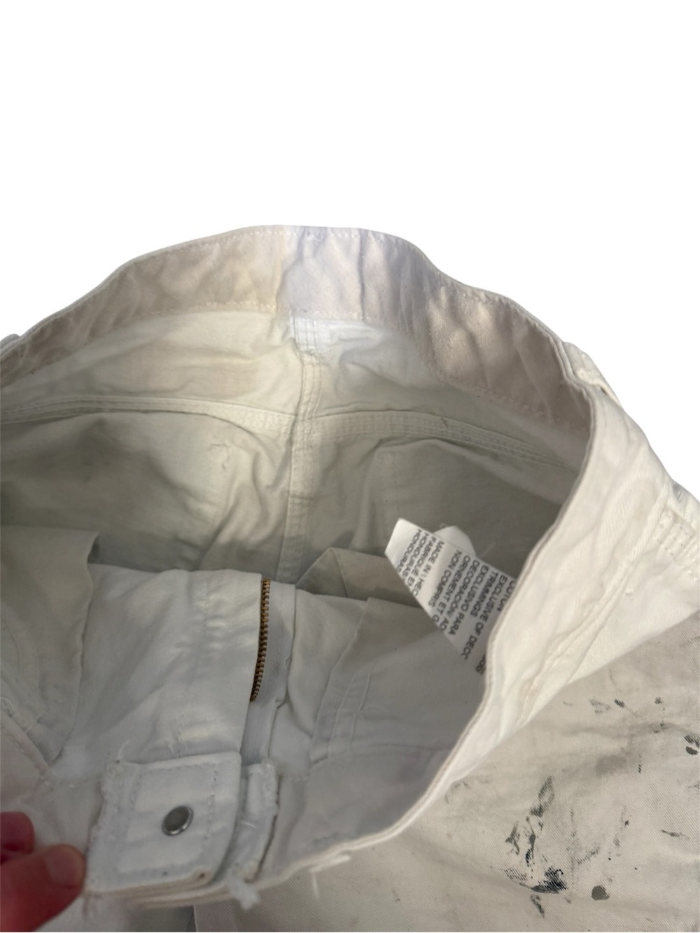 White Painter Carpenter Style Work Pants with Paint Splatter - Picture 6 of 9